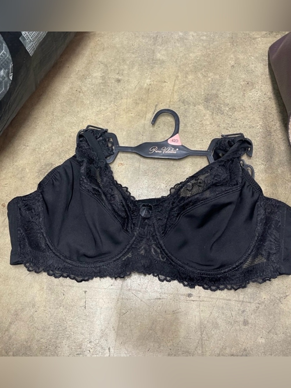 NWT Prima Valentina Black Lace Underwire Bra Size 42D